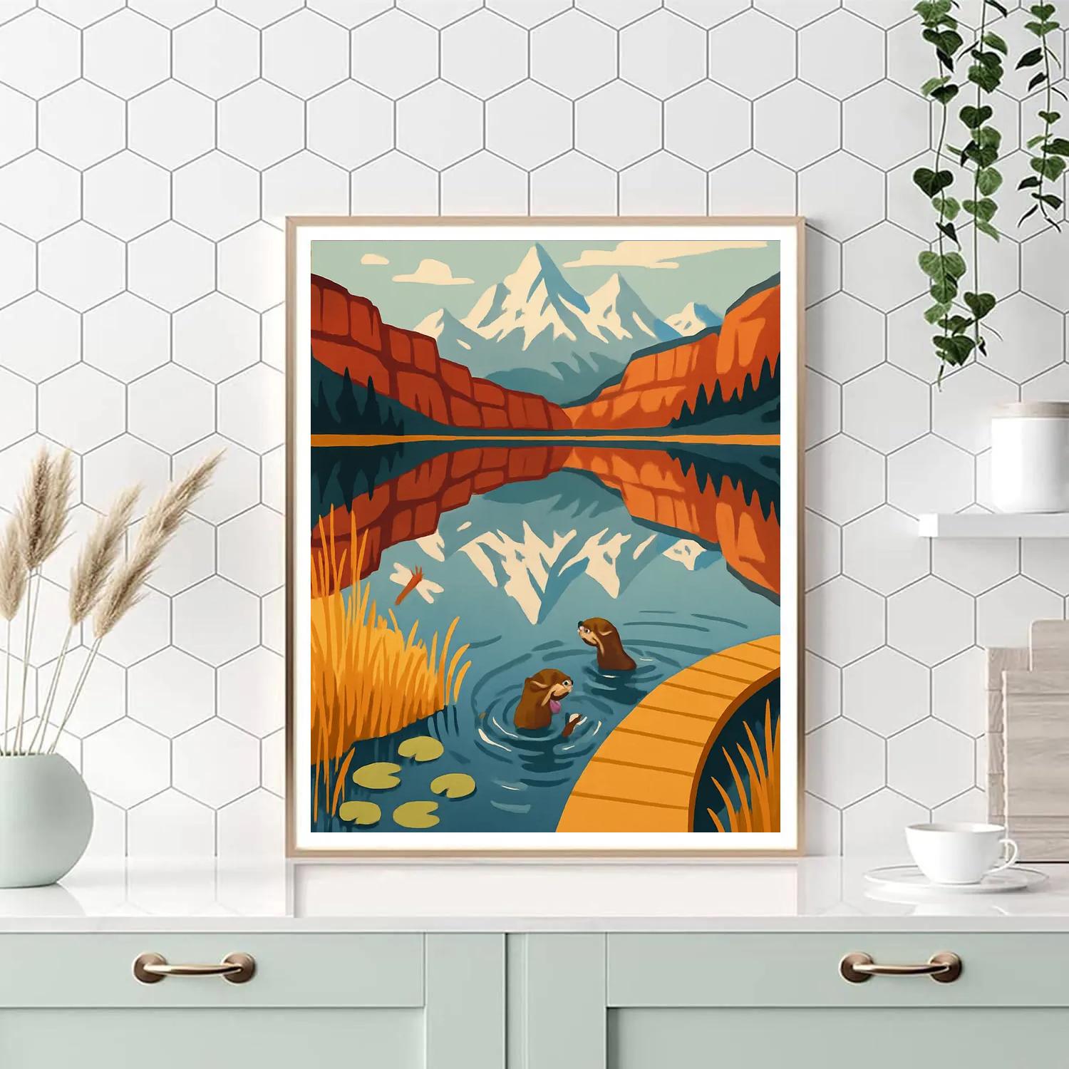 Mirror Trail With Lake Reflections paint by color