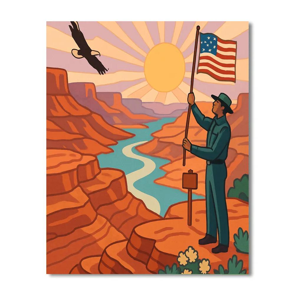 National Park Rim At Dawn paint by color