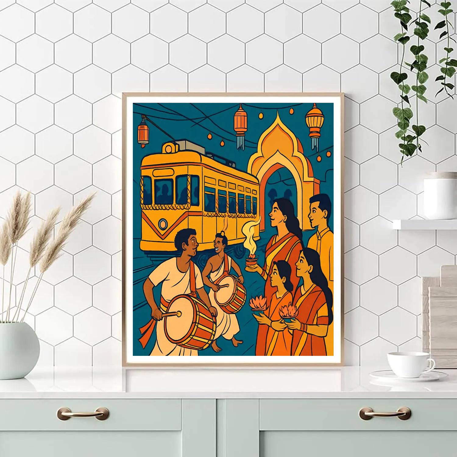 Kolkata Tram Festival In India paint by color