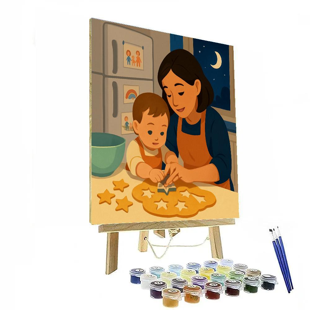 Starlit Kitchen Lesson With Mother paint by numbers