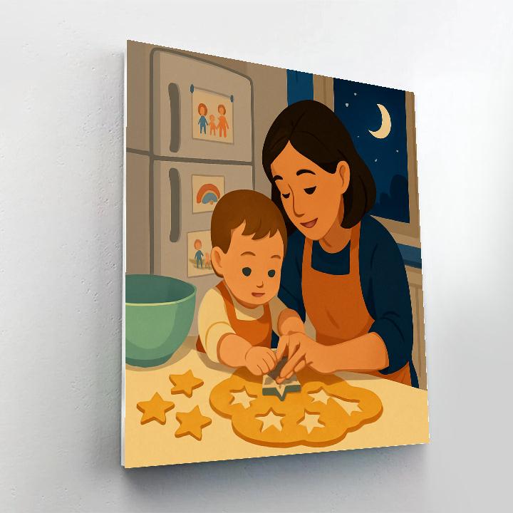 Starlit Kitchen Lesson With Mother paint by numbers