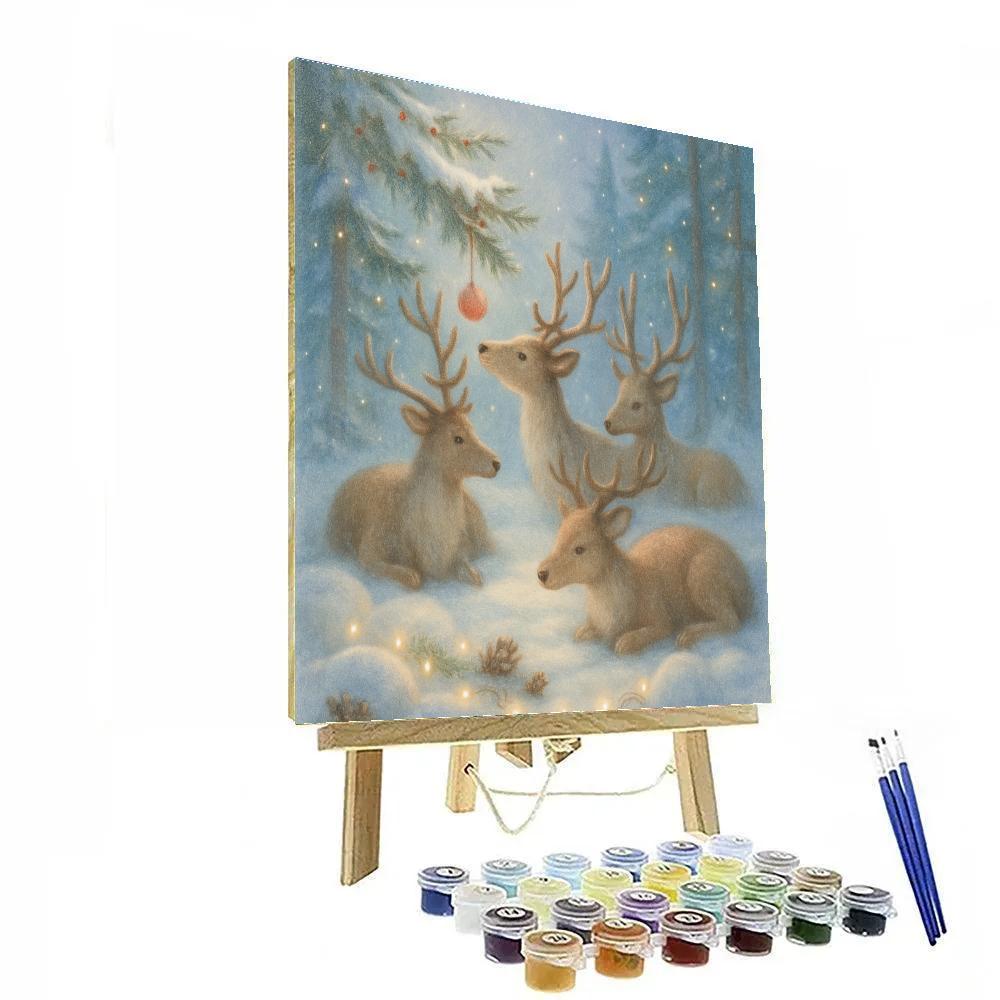 Reindeer Rest At The Fir Light Clearing Numbered painting kits