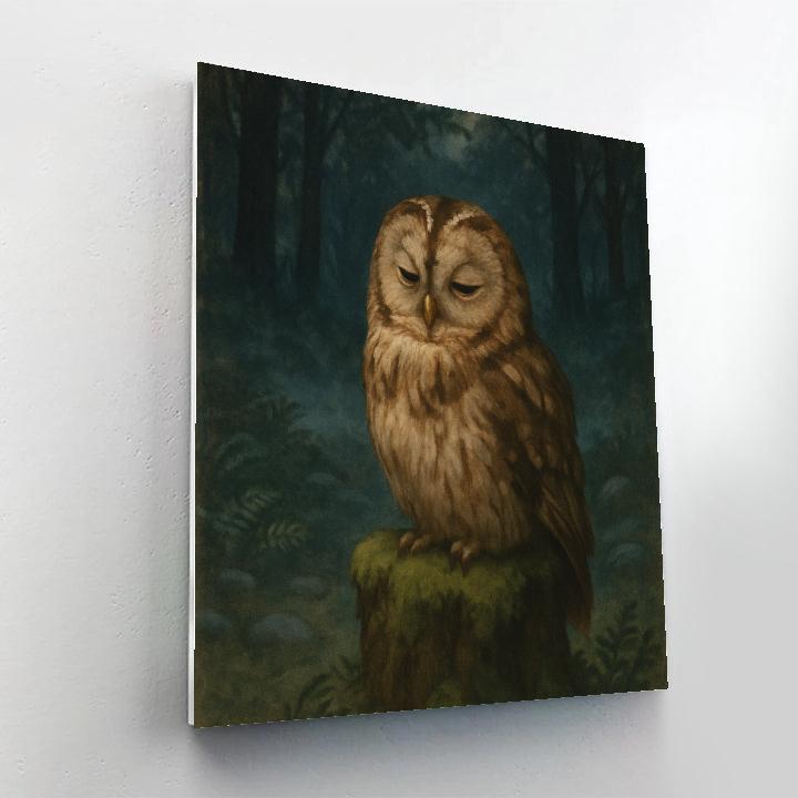 Moonlit Owl In The Fern Clearing painting number kit