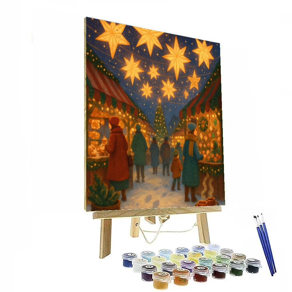 Holiday Market Under The Paper Star Canopy paint by color