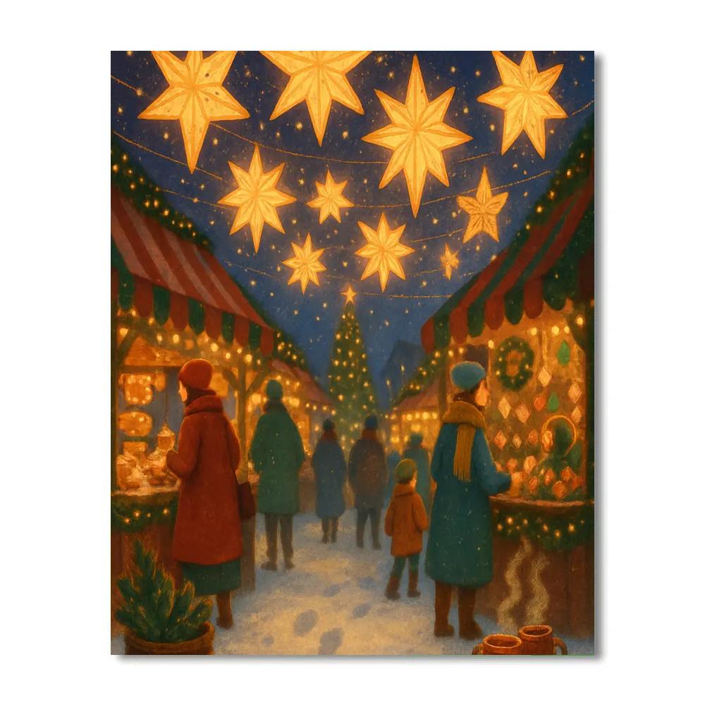 Holiday Market Under The Paper Star Canopy paint by color