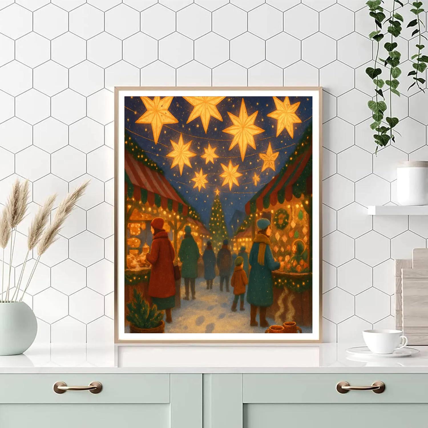 Holiday Market Under The Paper Star Canopy paint by color
