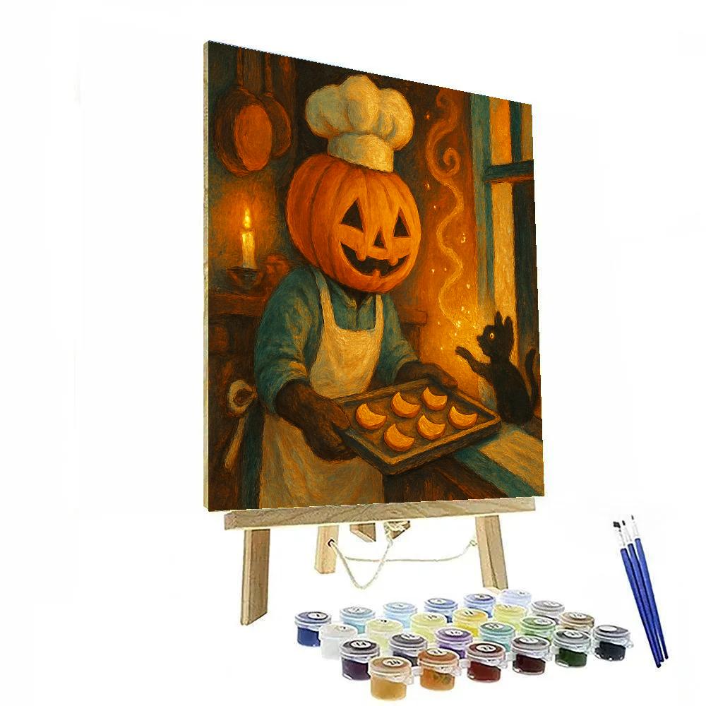 Pumpkin Headed Baker Cooling Moon Pies paint by numbers