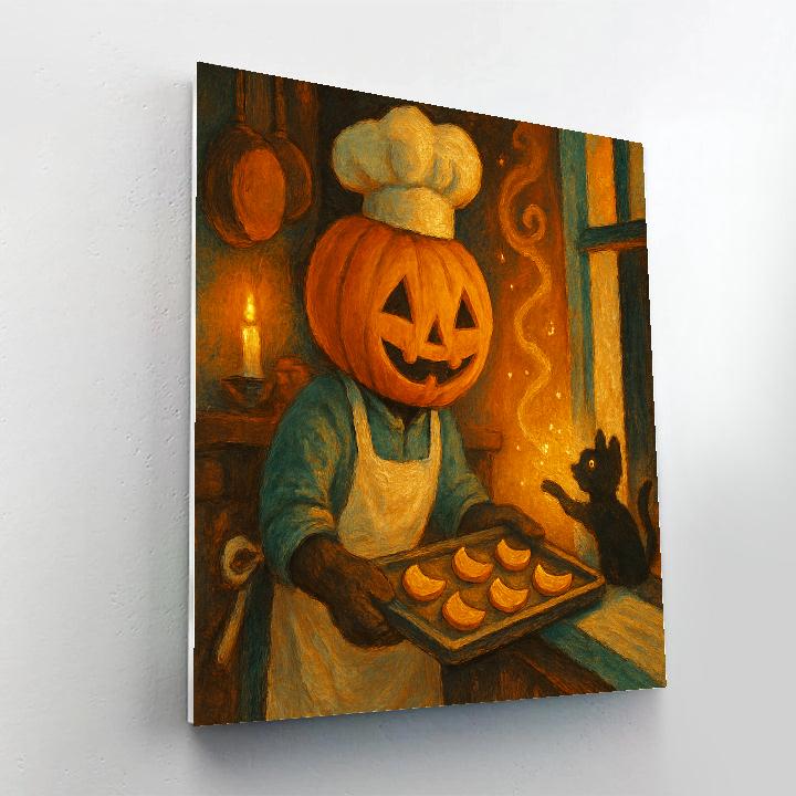 Pumpkin Headed Baker Cooling Moon Pies paint by numbers