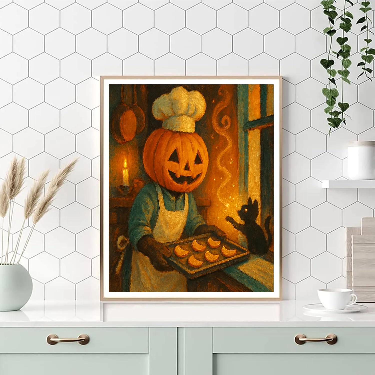 Pumpkin Headed Baker Cooling Moon Pies paint by numbers