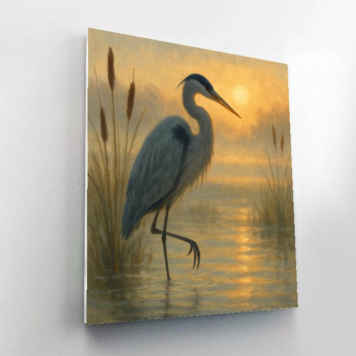 Golden Marsh Heron At First Light paint by numbers