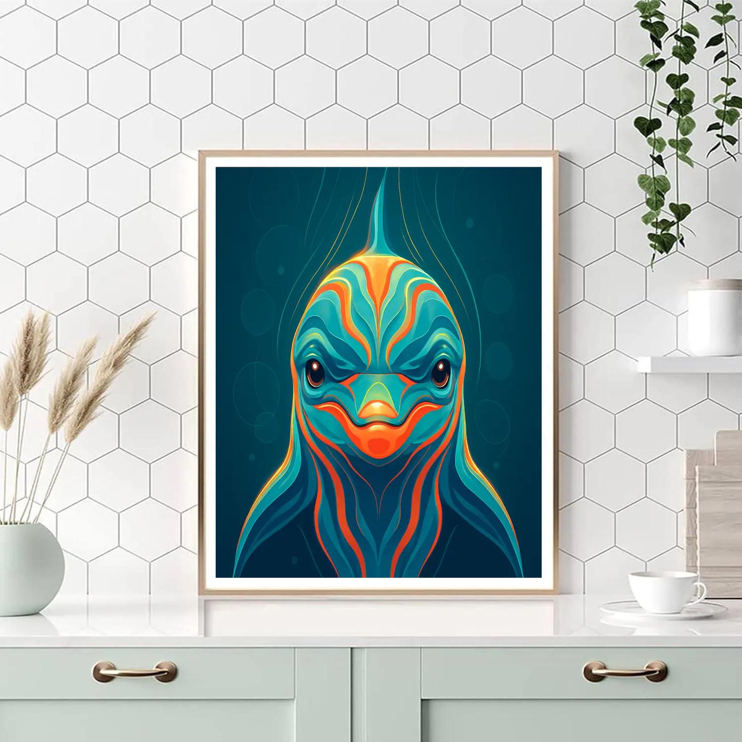 Ember Tide Dolphin Number painting