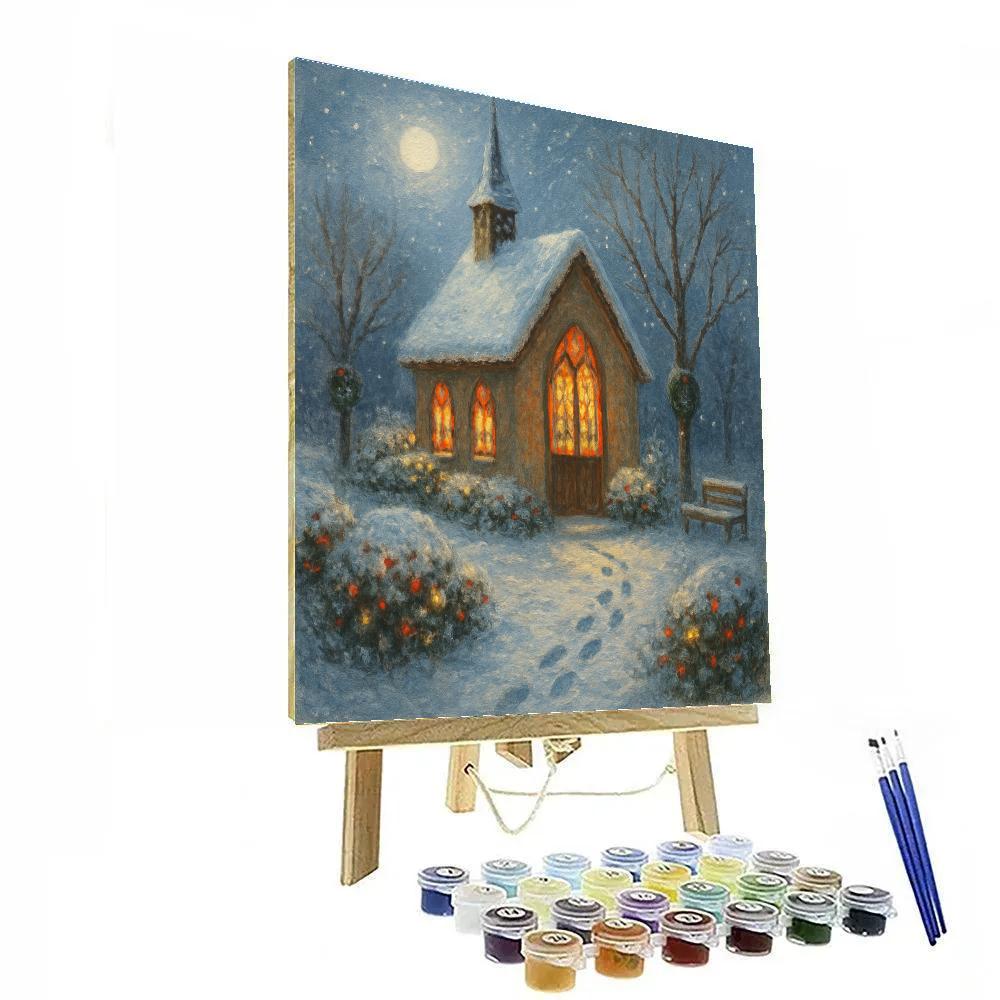 Candlelit Chapel In The Quiet Snowfall Paint by numbers kits