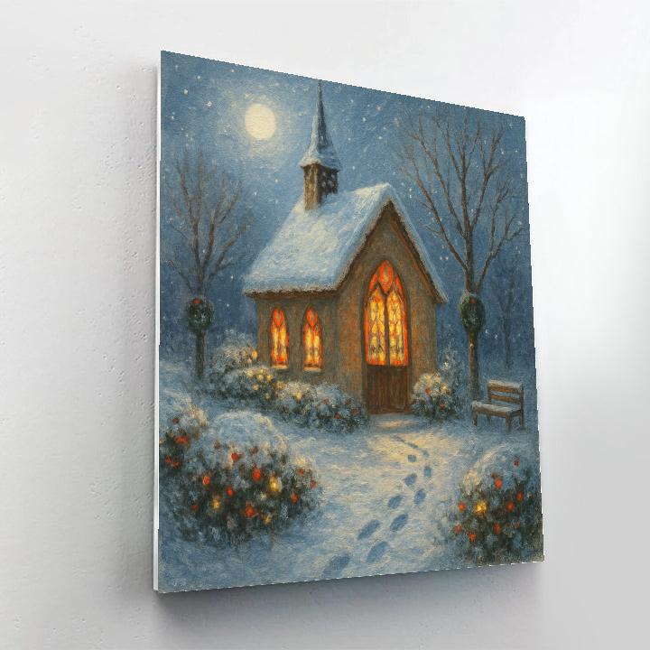 Candlelit Chapel In The Quiet Snowfall Paint by numbers kits