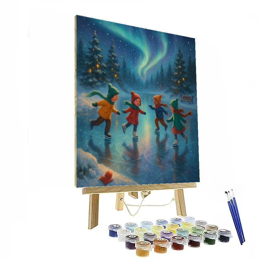 Aurora Skaters On Mirror Ice Numbered painting kits