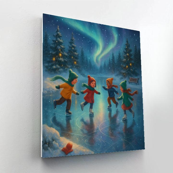 Aurora Skaters On Mirror Ice Numbered painting kits