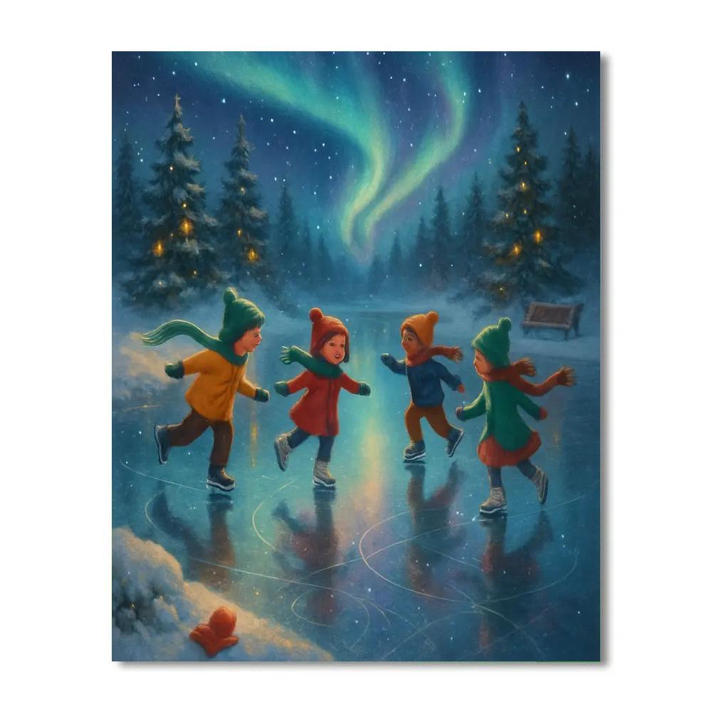 Aurora Skaters On Mirror Ice Numbered painting kits
