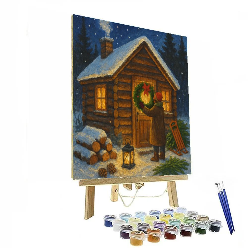 The Wreath Makers Woodland Cabin Paint by numbers art