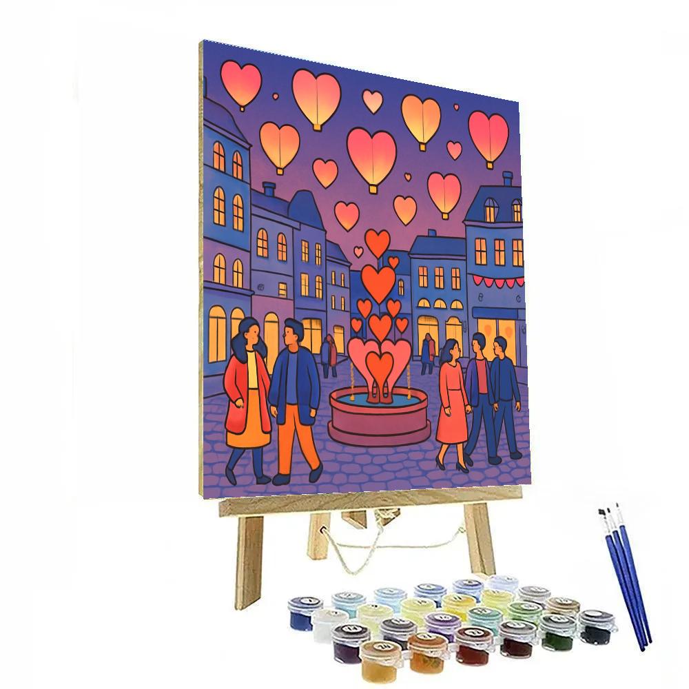 Valentines Day Lanterns Over Rose City Numbered painting kits