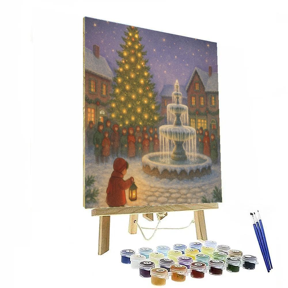Village Tree Lighting At The Frozen Fountain paint by numbers