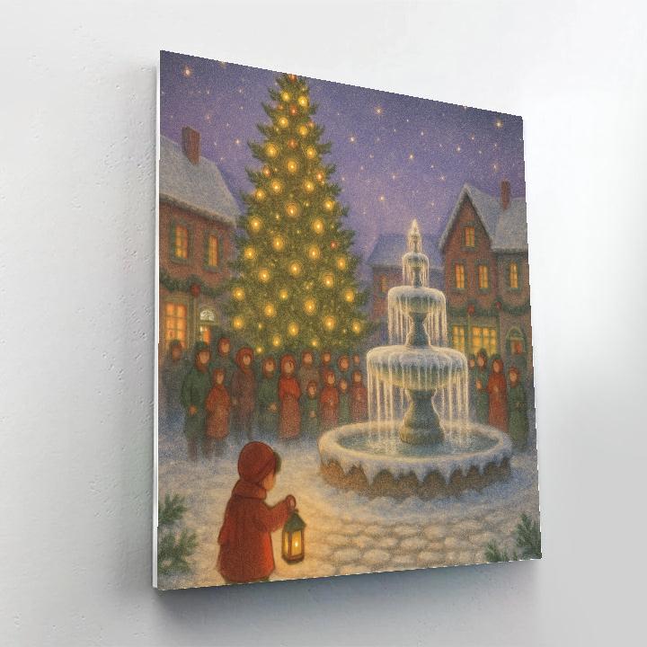 Village Tree Lighting At The Frozen Fountain paint by numbers