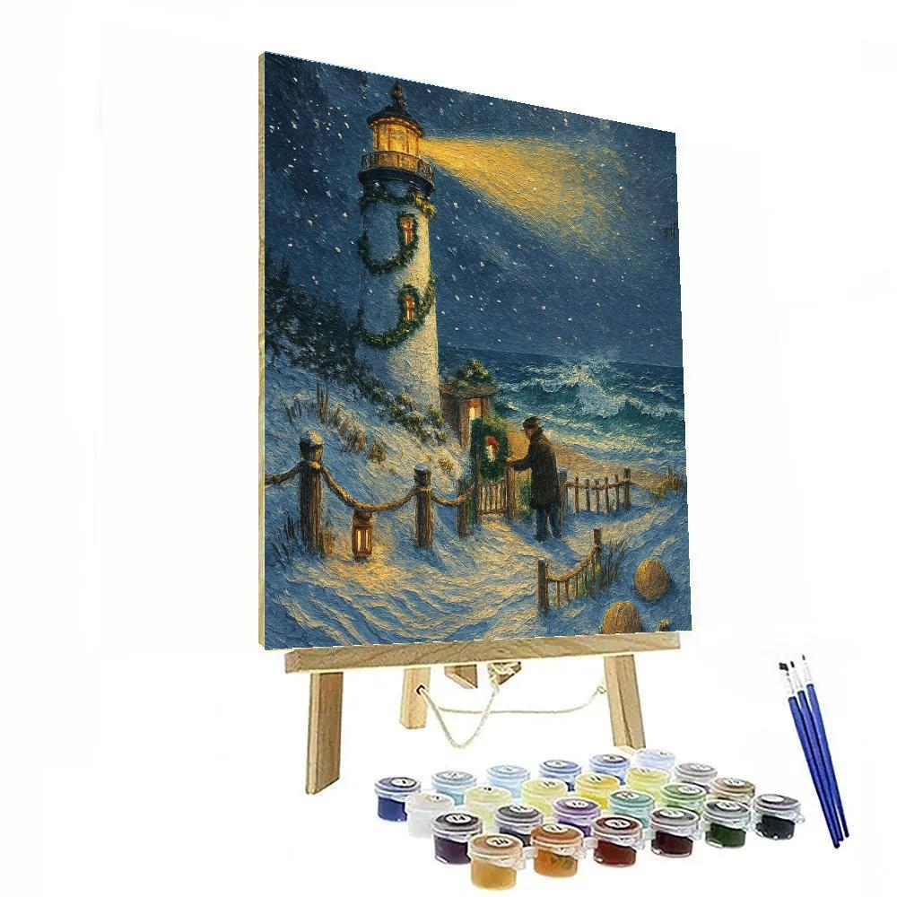 Snowy Lighthouse Of Winter Wishes paint by number