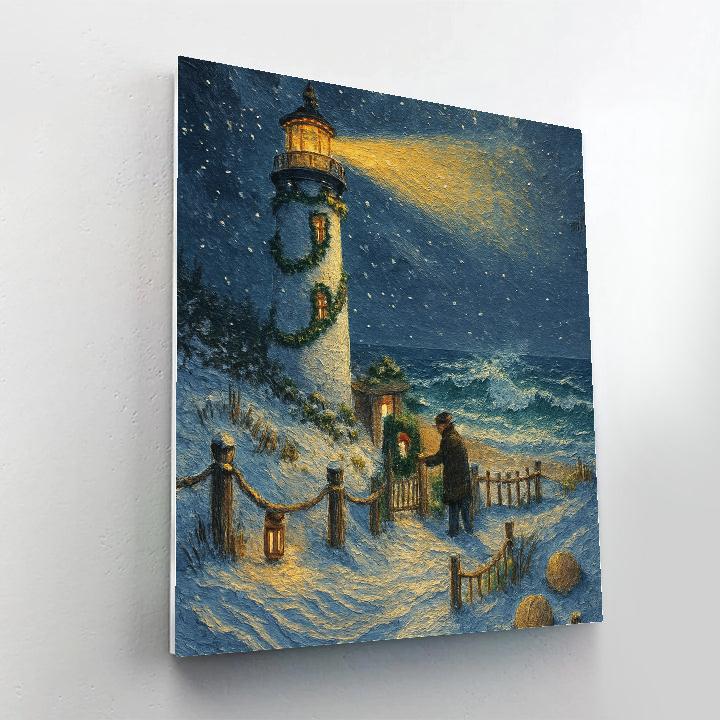 Snowy Lighthouse Of Winter Wishes paint by number