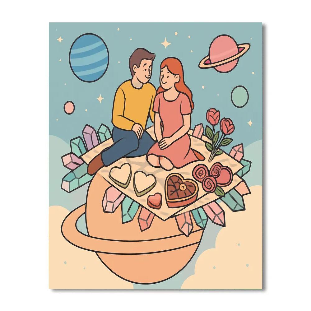 Rings Of Saturn Valentines Day Picnic DIY paint by numbers