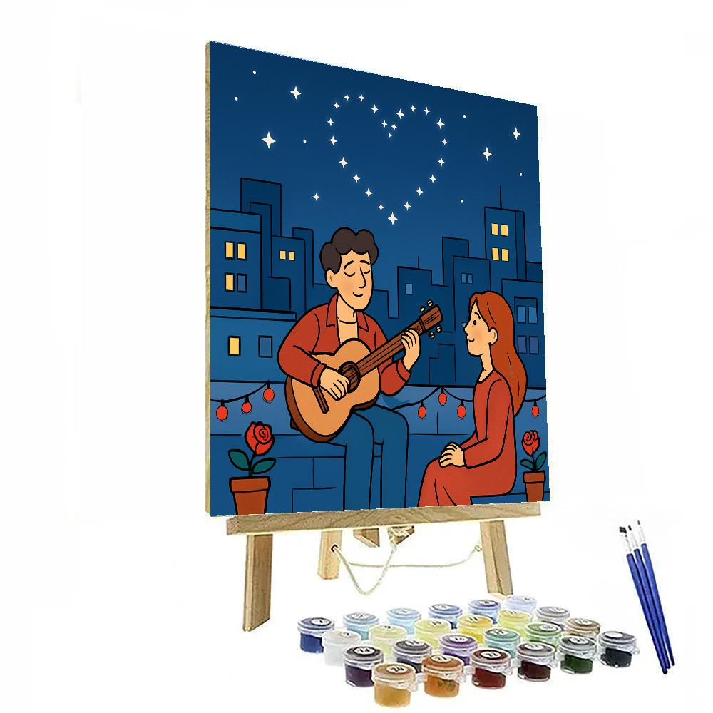Stargazing Rooftop Valentines Day Serenade Paint by numbers kits