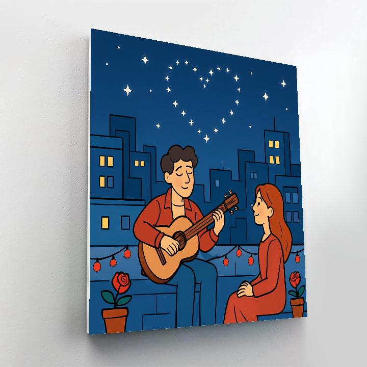 Stargazing Rooftop Valentines Day Serenade Paint by numbers kits