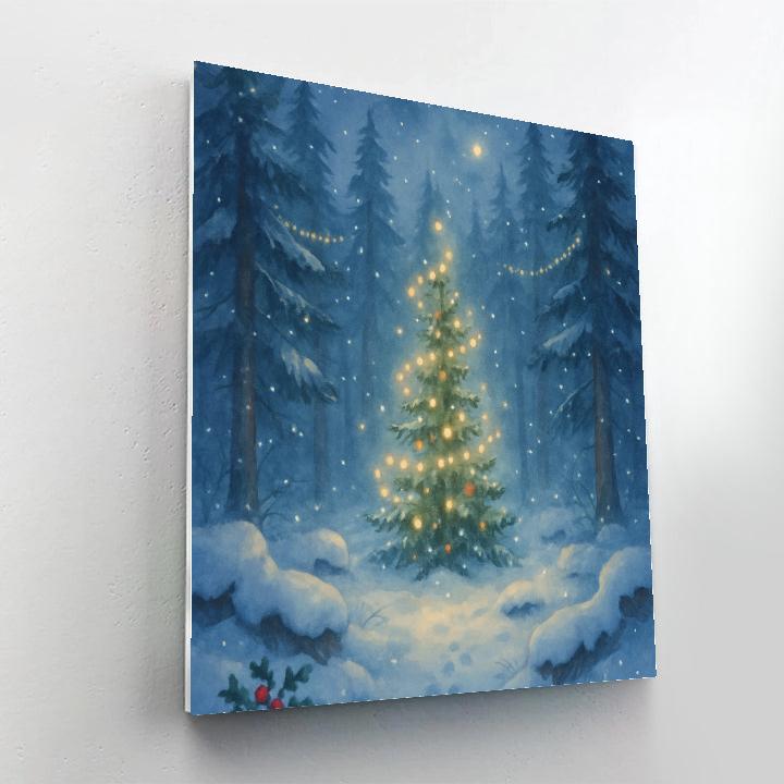 Pine Forest Fireflies In Winter Night Number painting