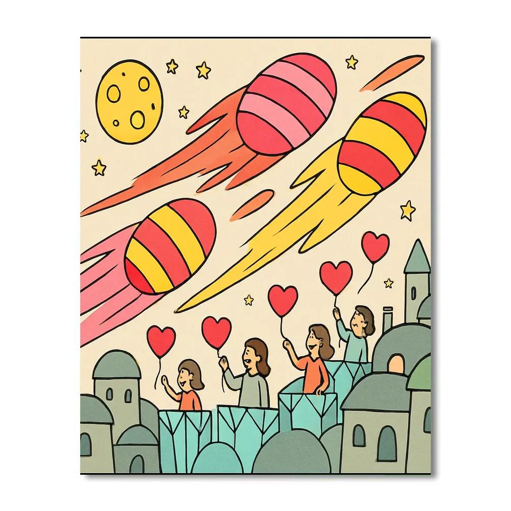 Candy Comet Trail Valentines Day Parade paint by color