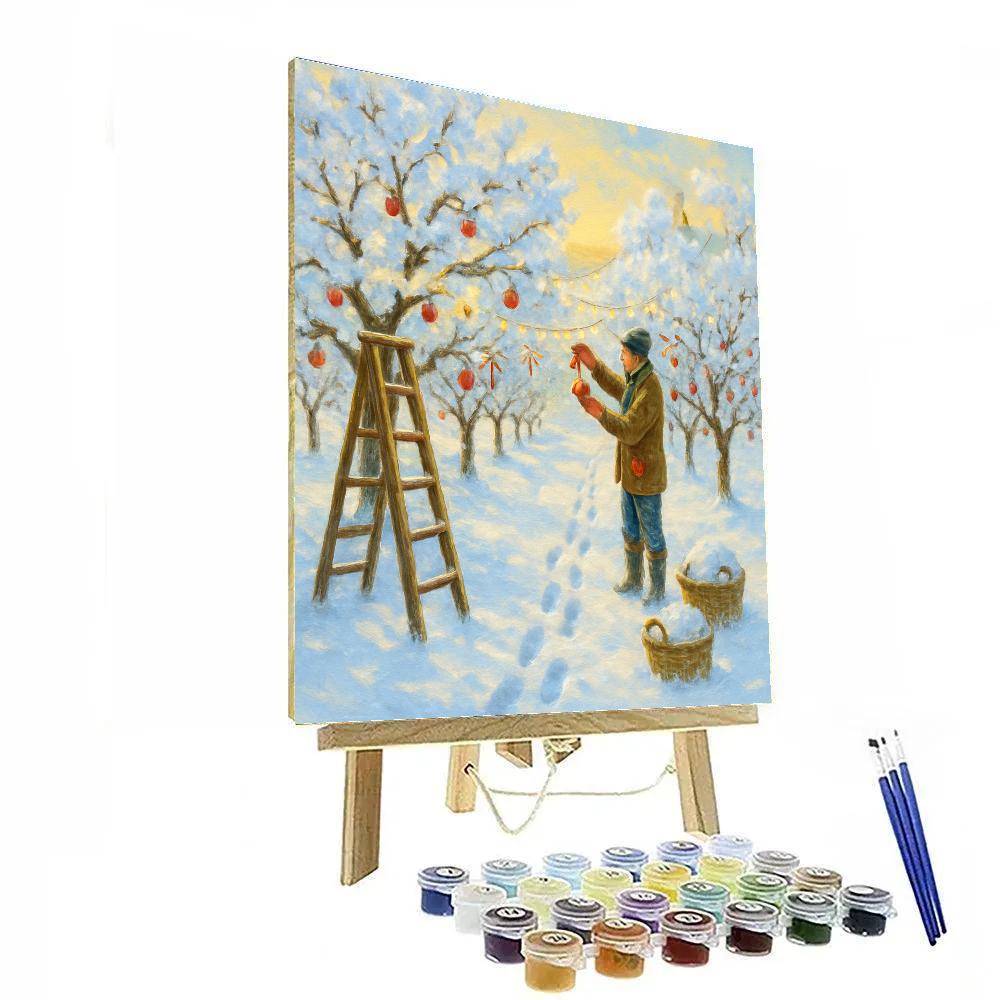 The Christmas Orchard Under Snow Blossoms paint by number