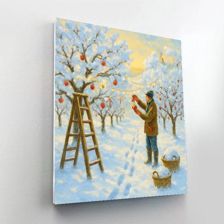 The Christmas Orchard Under Snow Blossoms paint by number