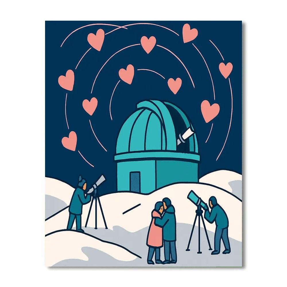 Orbiting Hearts Valentines Day Observatory paint by numbers
