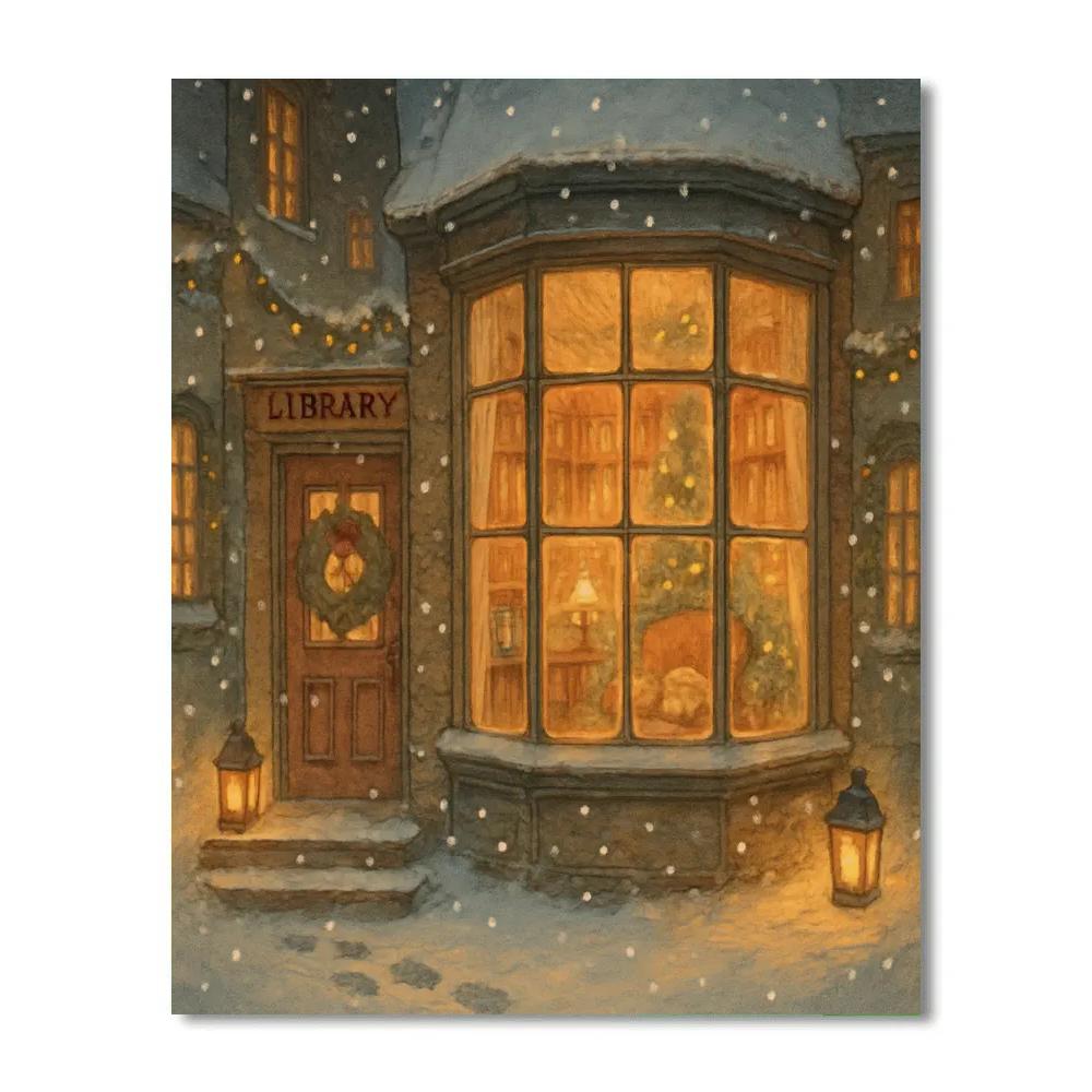 Winter Library Window Of Stories Number painting
