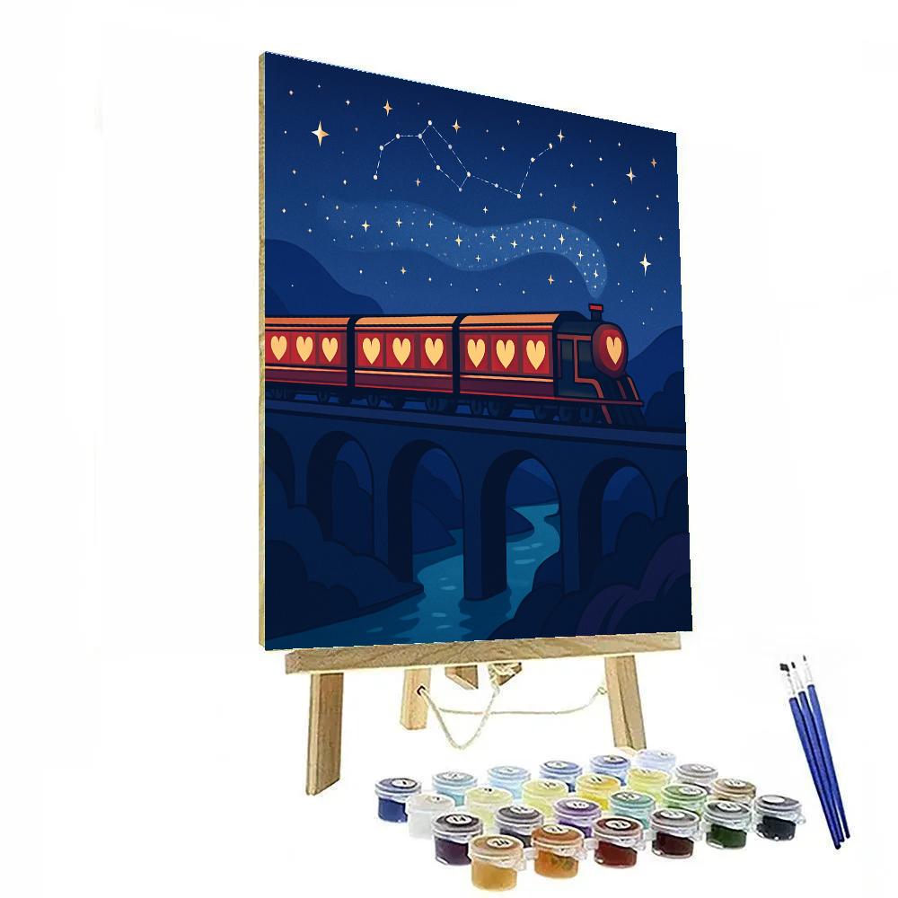 Midnight Train Of Valentines Day Stars Paint by numbers kits