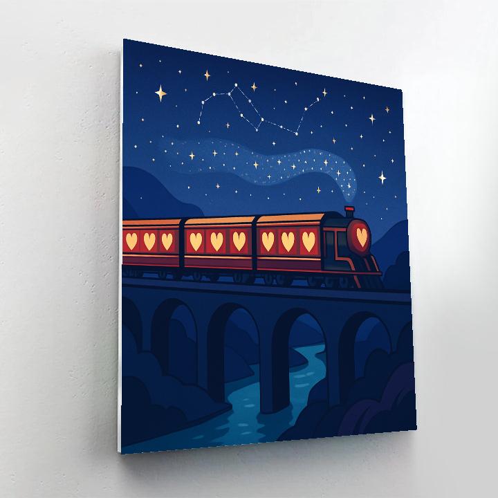 Midnight Train Of Valentines Day Stars Paint by numbers kits