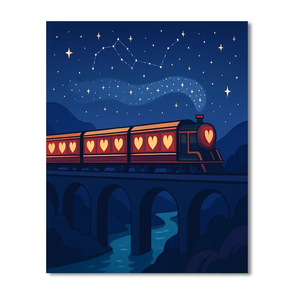Midnight Train Of Valentines Day Stars Paint by numbers kits