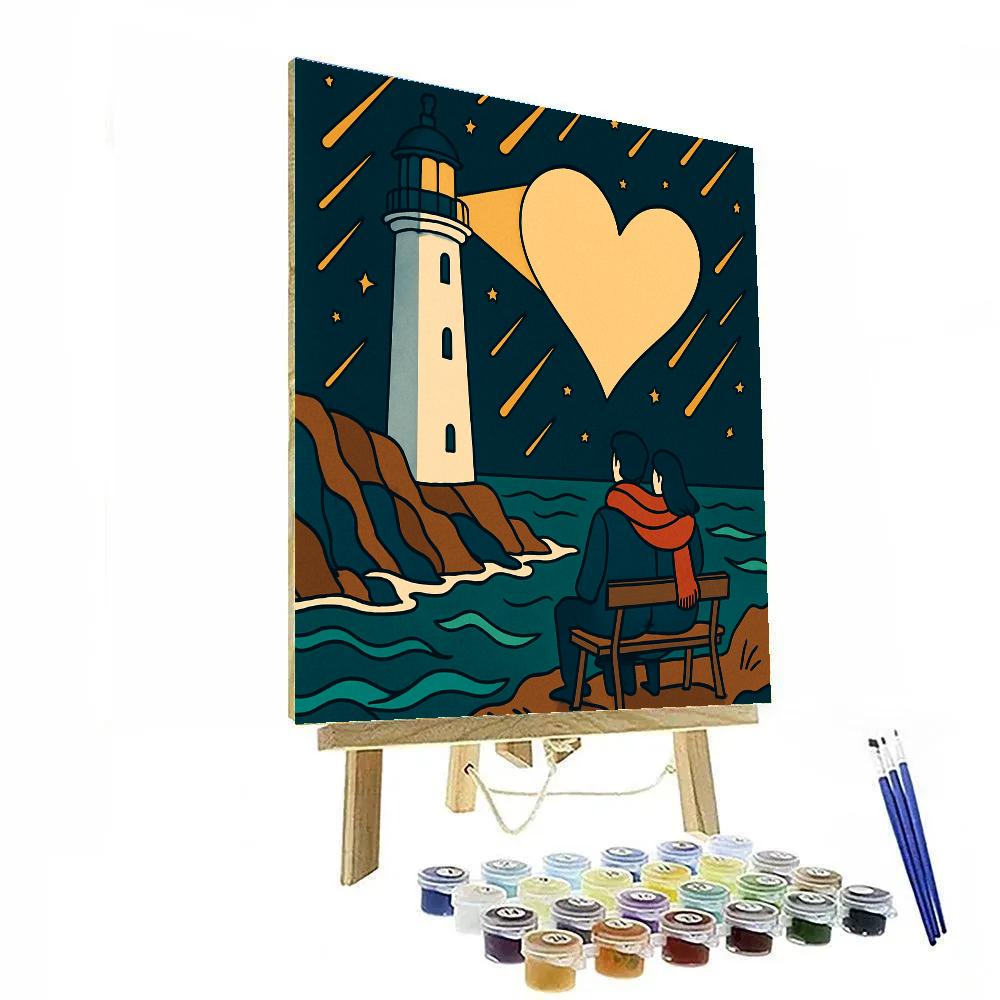 Valentines Day Lighthouse Of Falling Stars paint by color