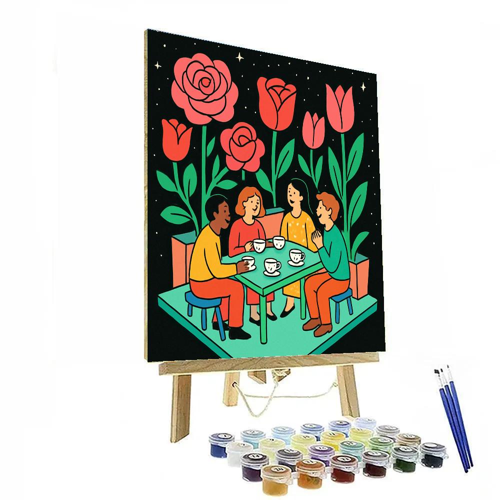 Space Garden Valentines Day Tea Party Paint by numbers kits