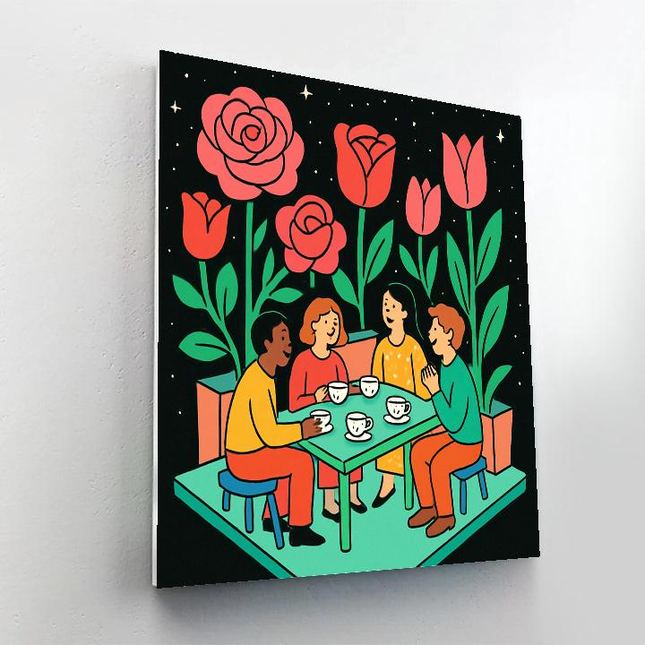 Space Garden Valentines Day Tea Party Paint by numbers kits
