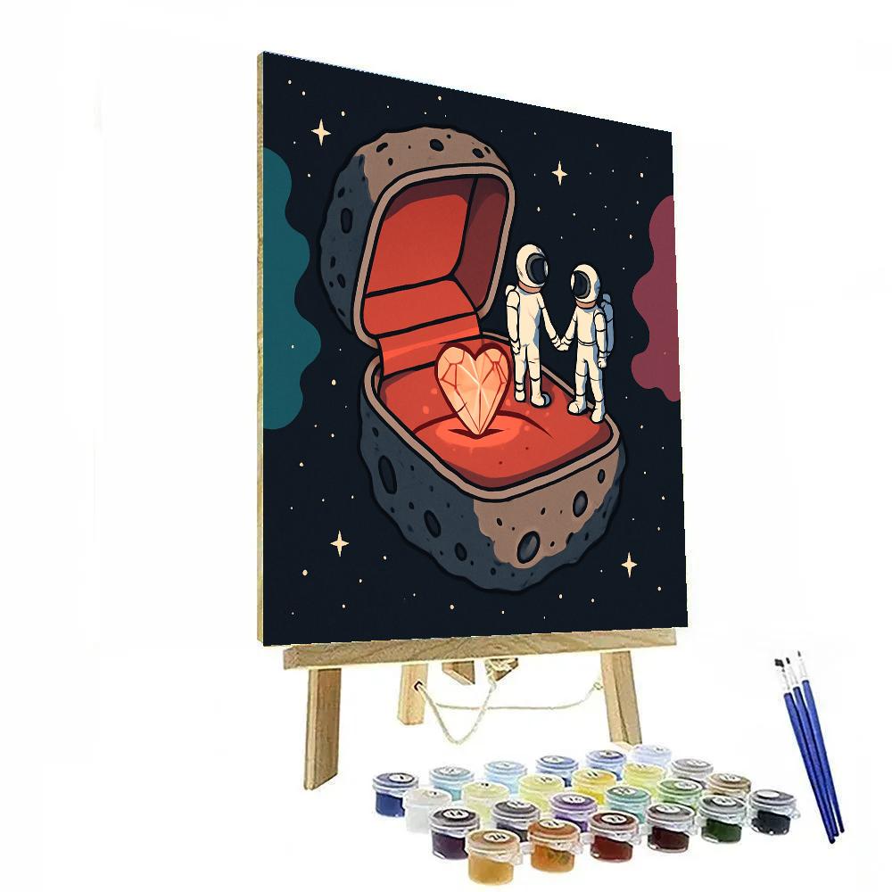 Asteroid Ring Valentines Day Proposal painting number kit