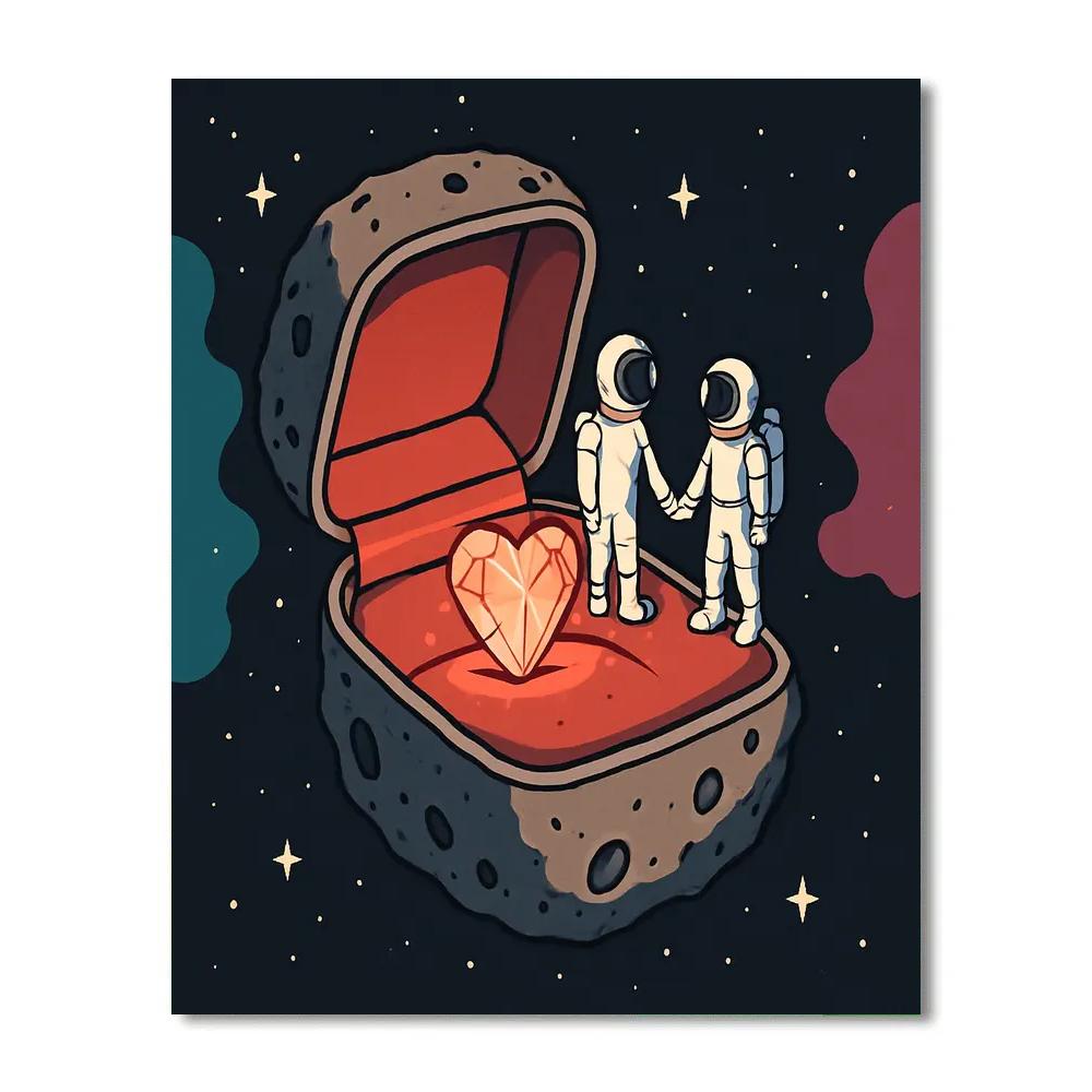 Asteroid Ring Valentines Day Proposal painting number kit