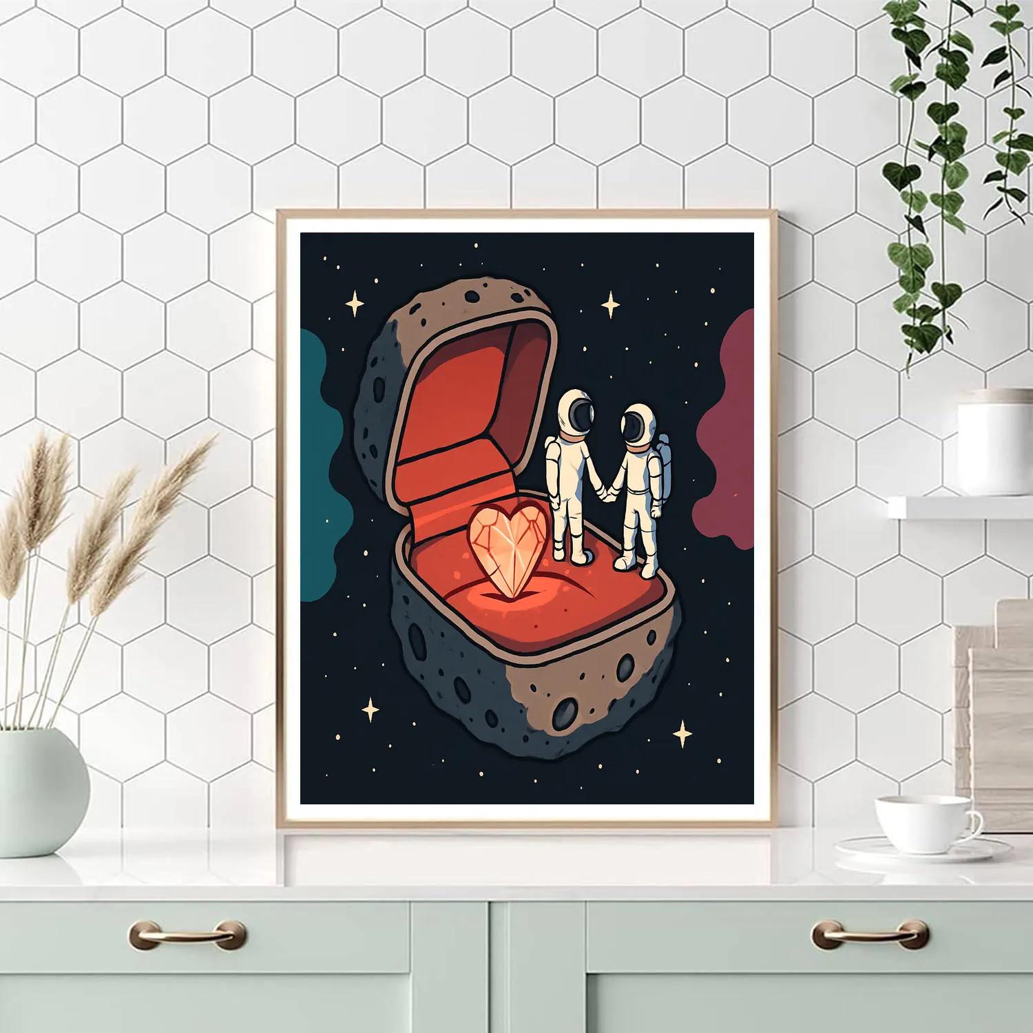 Asteroid Ring Valentines Day Proposal painting number kit