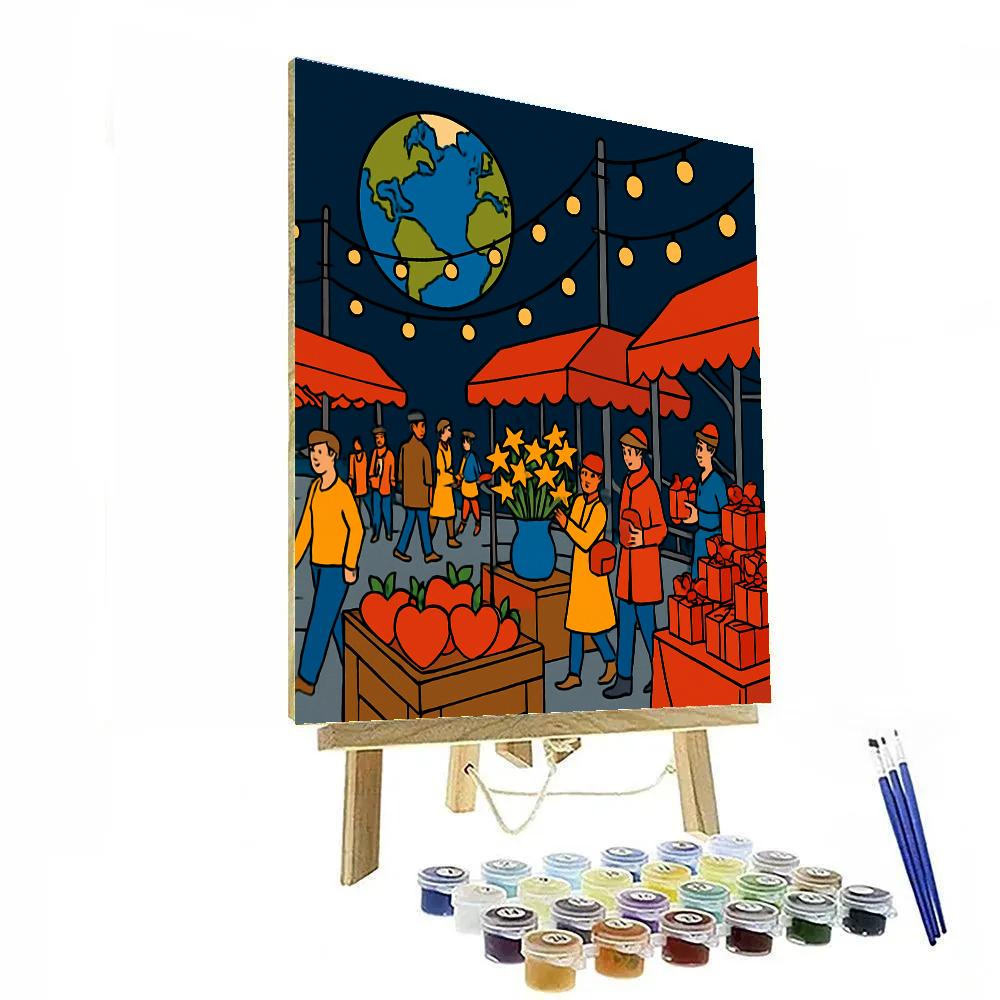 Valentines Day Market On The Moon Dock Paint by numbers art