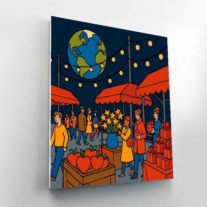 Valentines Day Market On The Moon Dock Paint by numbers art