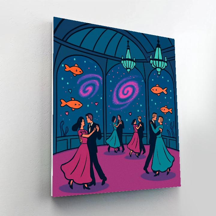 Undersea Galaxy Valentines Day Ballroom Number painting