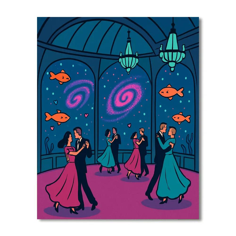 Undersea Galaxy Valentines Day Ballroom Number painting