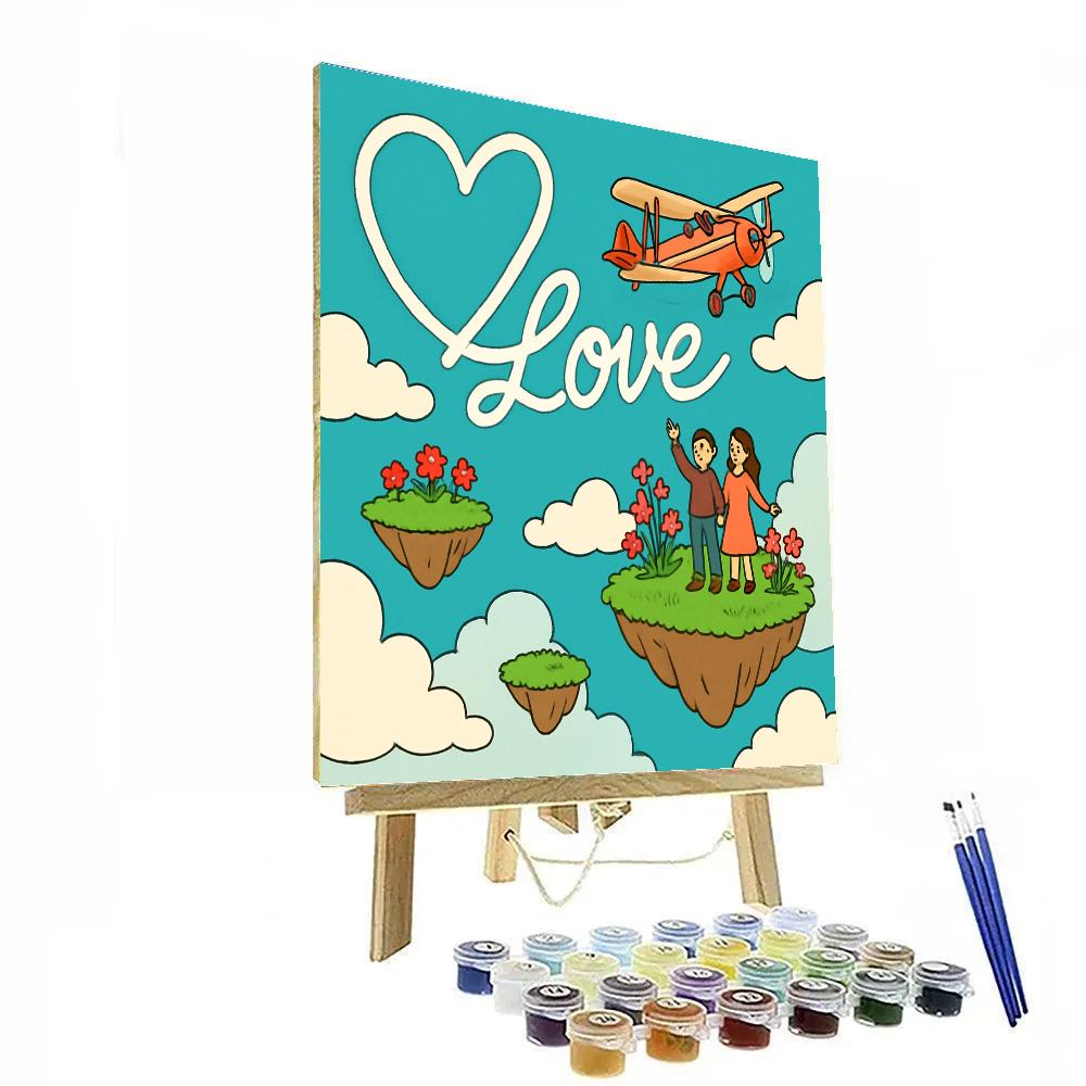 Valentines Day Skywriting Over Floating Islands Paint by numbers art