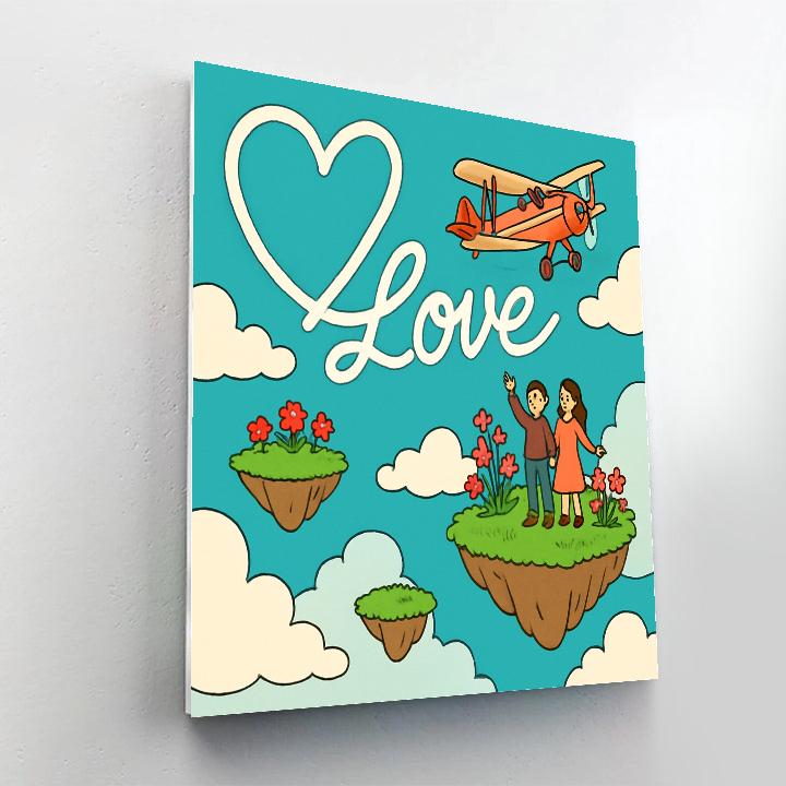 Valentines Day Skywriting Over Floating Islands Paint by numbers art